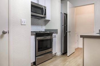 Stainless appliances with built-in microwave